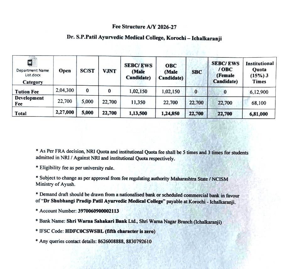 Fee structure 26-27 Fee structure 26-27